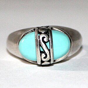 Vintage Premier Designs Sterling Silver Faux Turquoise Ring Southwestern